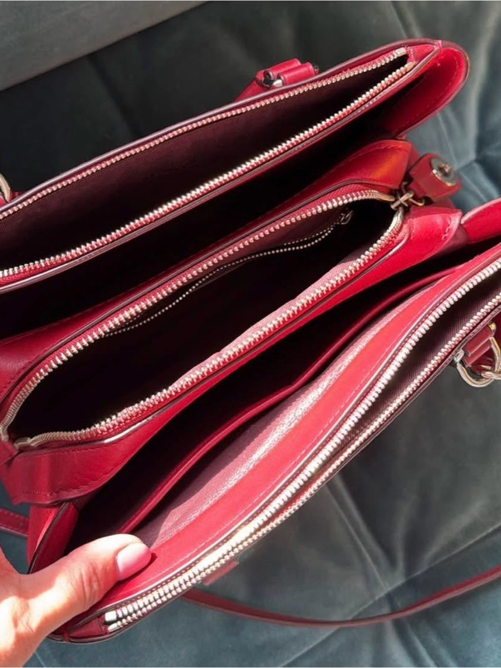 Coach Red Pebbled Leather Satchel with Detachable Strap - Picture 2 of 9